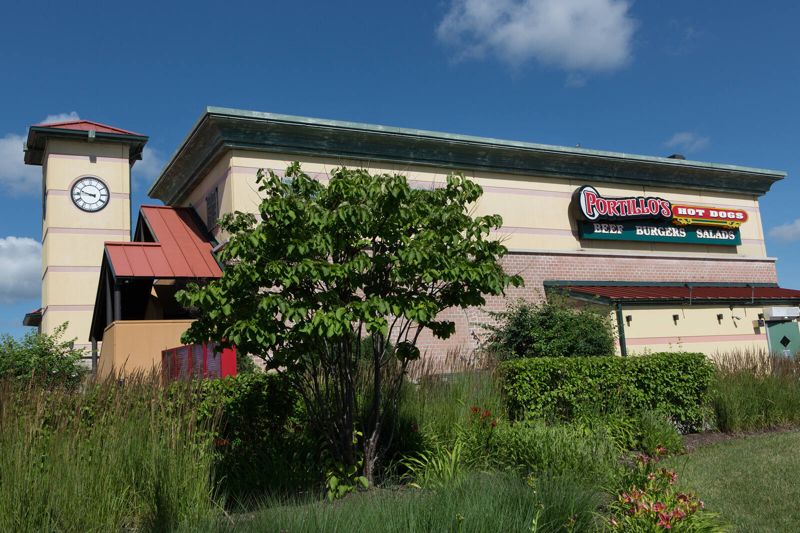 Greenery in front of Portillo's Hot Dogs 