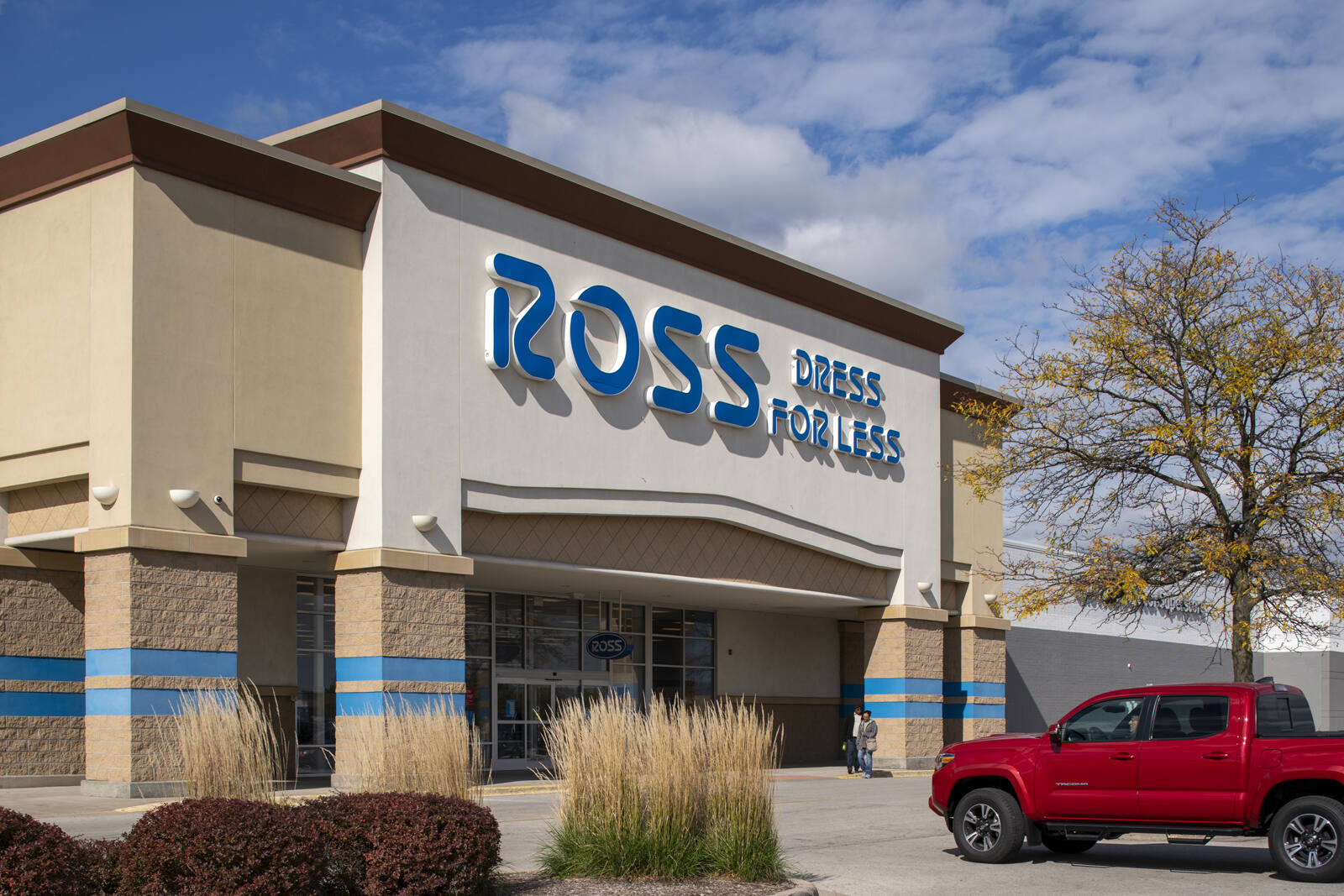 Red truck parked in front of Ross at Rivercrest Shopping Center 