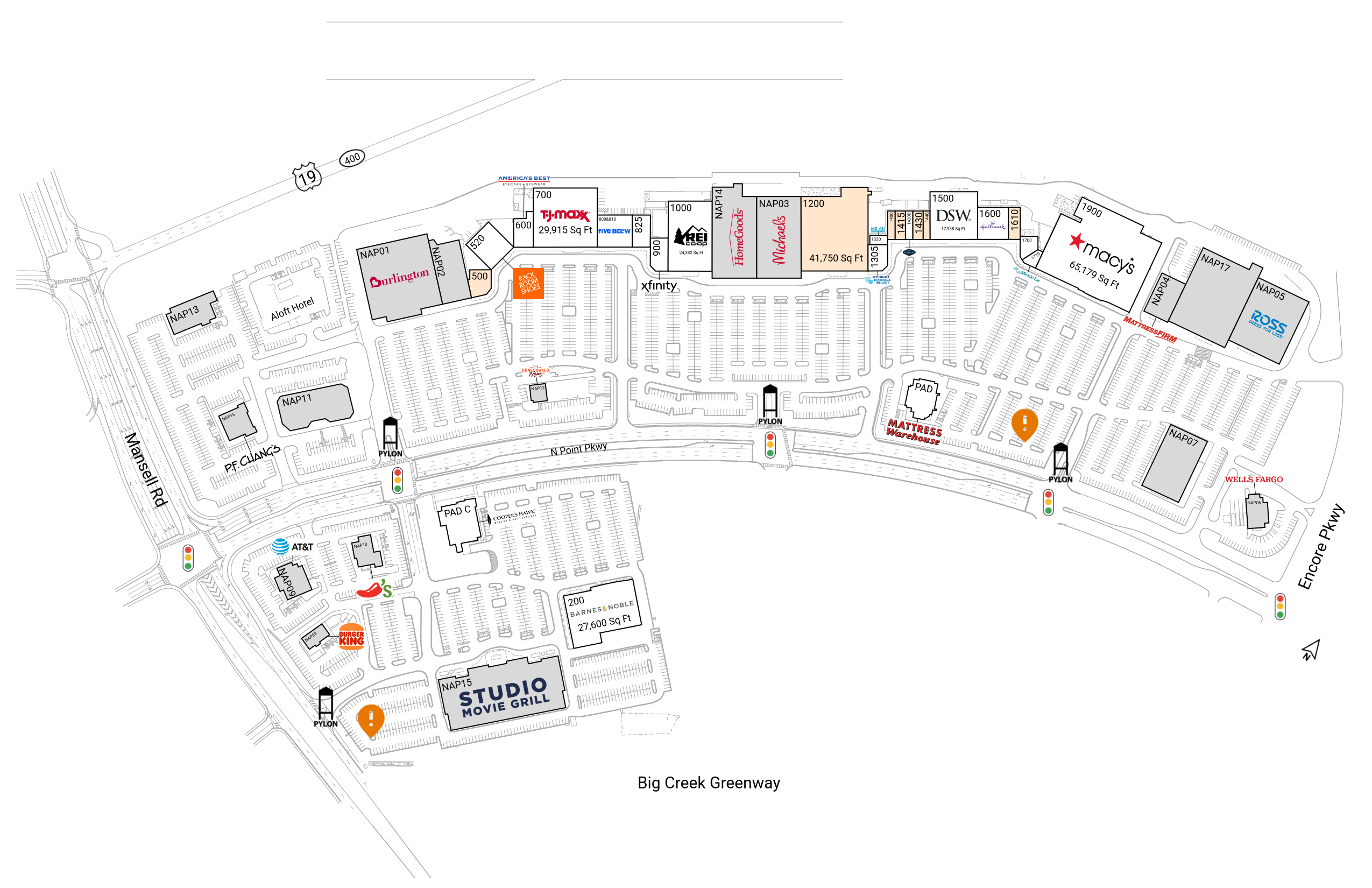 洋書 Retail Location A MicroScale Perspective Retail Space for Lease at Mansell Crossing 1440 | Brixmor